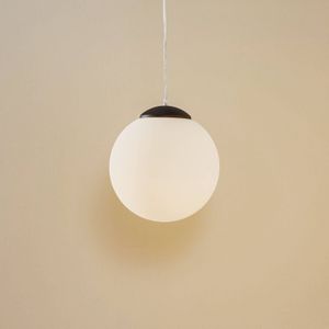 SOLLUX LIGHTING Hanglamp bal, opaalglas/chroom, Ø 30 cm