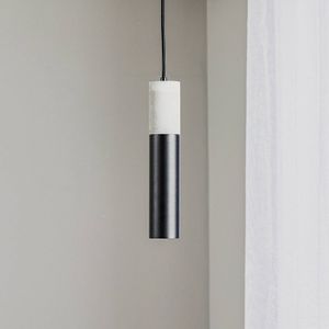 SOLLUX LIGHTING Hanglamp Tube, beton, zwart, 1-lamp