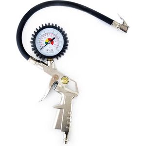 AMiO Luchtpistool met Drukmeter voor Compressor Air Gun Koppelstuk Zilver