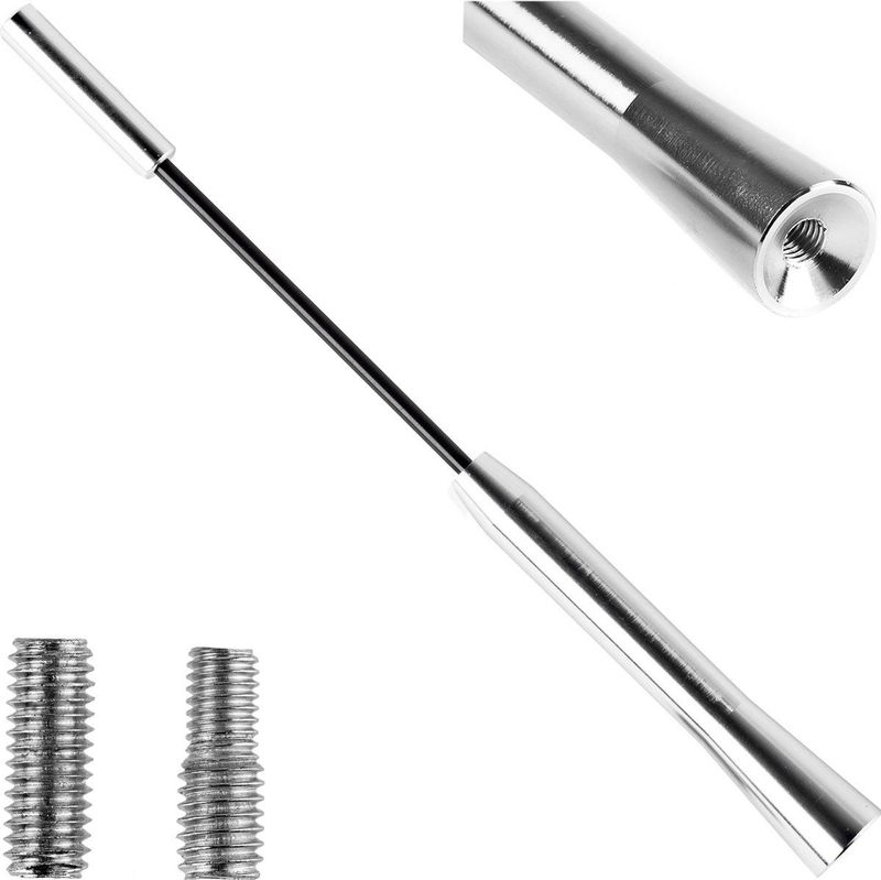AMIO FM/AM Auto Antenne Mini Universeel 5/6mm Adapter Zilver (20 cm)