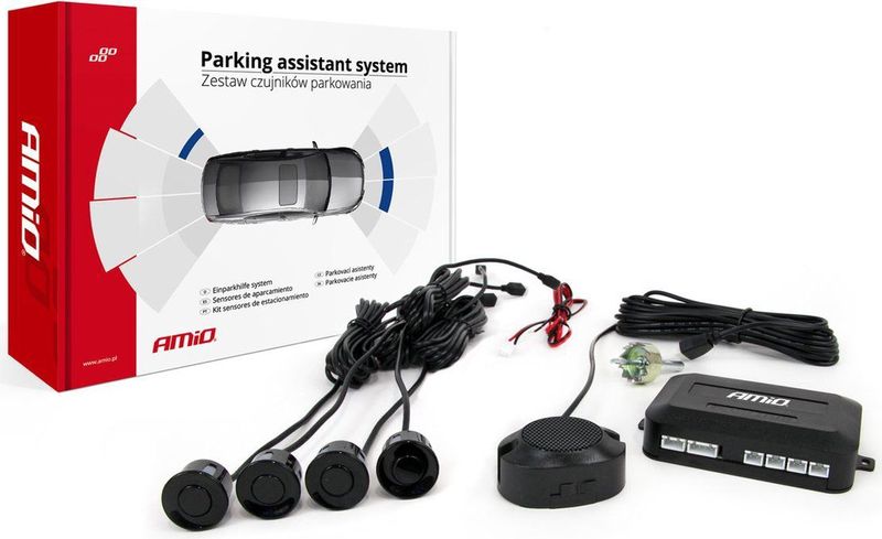 AMIO Parkeersensor Inbouw met 4 Zoemers in Zwart Sensor Buzzer