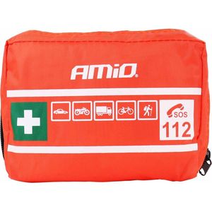 AMiO EHBO-Doos Mini B - Compacte Veiligheidsset voor Auto/Motor met Handige Bevestiging Rood