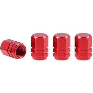 AMIO - Ventieldoppen - Aluminium - Rood - Set van 4 stuks