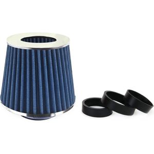 AMiO Open Luchtfilter Sport Filter met Cold Air Intake Blauw - Chrome [Sportfilter Powerfilter Universeel]