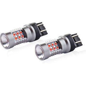 AMiO - LED CANBUS 3030 24SMD T20 7443 WR21/5W - Rood - 12V/24V