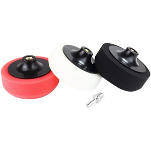 AMiO Auto Polijst Schuimborstels voor Boormachine (3 stuks) M14 (125mm) Rood-Wit-Zwart