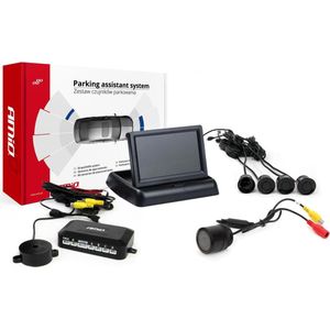 AMiO Volledig Parkeersensor Parkeerhulpsysteem LED met 4 Sensoren Camera Scherm & Pieper Inbouw Zwart