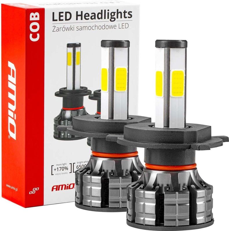 AMiO - LED Koplampen COB-Serie - Dimlichten - Wit - Aluminium