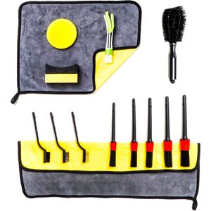 AMiO Auto Detailing Schoonmaak Set met Borstels Doeken Kwasten en Sponsen 14 stuks