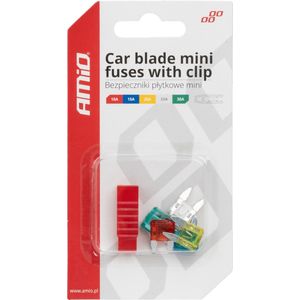 AMiO Mini Auto Zekeringen Blade Fuses Set 10A/15A/20A/25A/30A met Clip