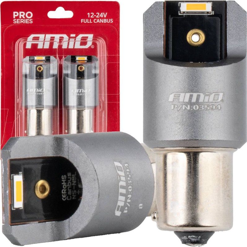 AMiO PY21W BAU15s LED - Knipperlicht - Oranje - 12V/24V - 2 Stuks