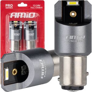 AMiO BAY15d P21/5W LED 12V-24V 2x1860 SMD Wit Canbus [Achterlicht - Navigatielamp] (2 stuks)