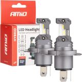 AMiO - LED Koplampen Hybrid Series H4 - Wit - 6000K - 5600LM - Canbus 60W