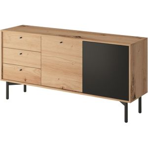 InspireMe-Dressoir ,Kast, Moderne Ladekast voor de woonkamer, eetkamer- (Breedte 151 cm Hoogte 74 cm Diepte 41 cm) - NOBON NK151 Eiche Artisan +Schwarz