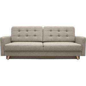 InspireMe 3-zitsbank van  voor woonkamer, slaapbank, sofa met slaapfunctie en opbergruimte, moderne bank, 3-zits - 229x97x95 cm, 200x140cm - CARLA (Cappucino)