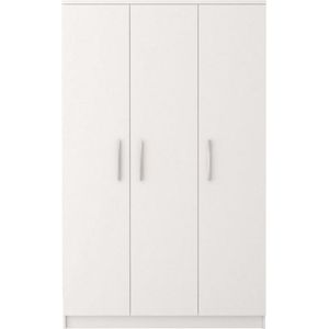 InspireMe-Kledingkast Garderobekast met planken en kledingstang - 3 deuren - ( 120cm -50cm- 193cm) - WIT - MARSALA 3D