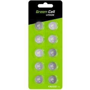 Green Cell Blister 10x Lithium Battery CR2032 3V 220mAh Button