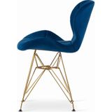 Velvet eetkamerstoel NEST - 47x53x73cm - blauw, goud