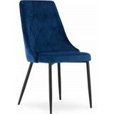 Velvet eetkamerstoel IMOLA - 48,5x61x93,5cm - marine blauw