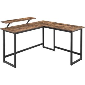 Bureau - Hoekbureau - Rustiek Bruin & Zwart - Metalen Frame - Ergonomisch Ontwerp