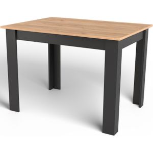 Eettafel NP 120x80 - CRAFT/ZWART - Modern Design, Kleur: Eiken Gold Craft Blad en Zwarte Poten, Geschikt voor Keuken, Eetkamer en Woonkamer, 120 x 80 cm