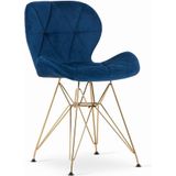 Velvet eetkamerstoel NEST - set van 2 - marineblauw, goud