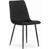 Velvet eetkamerstoel TURIN - set van 2 eettafel stoelen - zwart