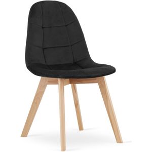 Velvet eetkamerstoel BORA - set van 2 eettafel stoelen - zwart