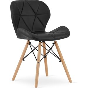 Eetkamerstoelen LAGO - set van 3 - eco leer - zwart