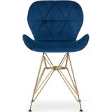 Velvet eetkamerstoel NEST - set van 3 - blauw, goud