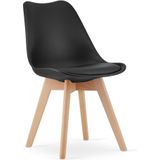 Eetkamerstoelen MARK - set van 3 - eco leer - zwart - beuken