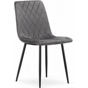 Velvet eetkamerstoel TURIN - set van 3 eettafel stoelen - donkergrijs