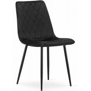 Velvet eetkamerstoel TURIN - set van 3 eettafel stoelen - zwart