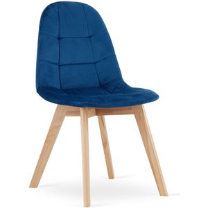 Velvet eetkamerstoel BORA - set van 3 eettafel stoelen - blauw