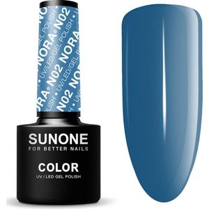 SUNONE UV/LED Hybride Gellak 5ml – N02 Nora - Donkerblauw, Grijs - Glanzend - Gel nagellak