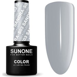 SUNONE UV/LED Hybride Gellak 5ml. – S03 Sandra - Grijs - Glanzend - Gel nagellak