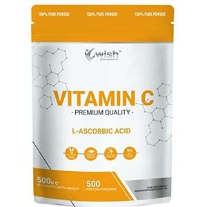 WISH Pharmaceutical Vitamine C 1 x 500g - L-Ascorbinezuur Zuiver poeder 1000 mg - Antioxidant immuunsysteem