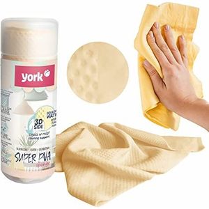 York Synthetische PVA poetsdoeken - raamreinigingsdoeken - raamleer auto reinigingsdoek - streepvrij & ultra absorberend - autolederen doeken met dubbele structuur, 32x43