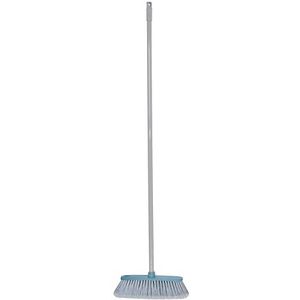 YORK Restart WPC bezem met steel, binnenbezem met steel, perfect voor het afvegen van vuil, huishoudbezemset, 31 cm brede bezem (blauw)