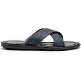 Kazar - Heren Schoenen - Blauw - Leer - Navyblauwe Slides
