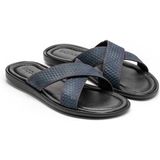 Kazar - Heren Schoenen - Blauw - Leer - Navyblauwe Slides