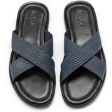 Kazar - Heren Schoenen - Blauw - Leer - Navyblauwe Slides