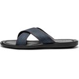 Kazar - Heren Schoenen - Blauw - Leer - Navyblauwe Slides
