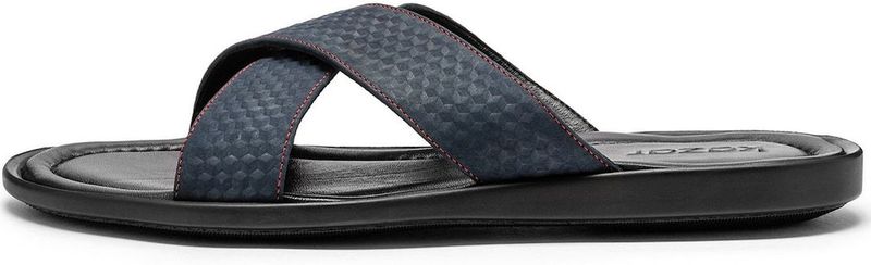 Kazar - Heren Schoenen - Blauw - Leer - Navyblauwe Slides