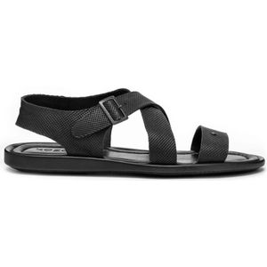 Sandalen - Zwart - Graanleer - Met Geperforeerde Banden