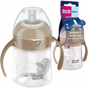 Lovi- First Cup- kop met rietje -150 ml- bruin 6+ m