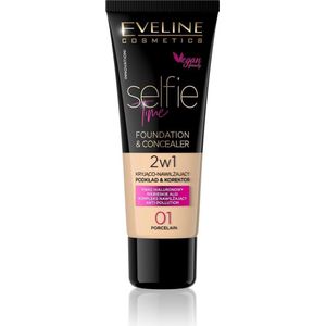 Eveline Cosmetics - Selfie Time - Foundation en Concealer - Tint 01 Porcelain - 30 ml