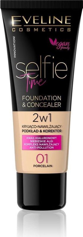 Eveline Cosmetics - Selfie Time - Foundation en Concealer - Tint 01 Porcelain - 30 ml