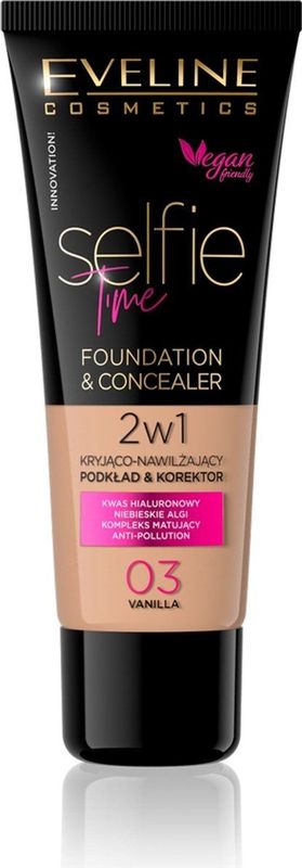 Eveline Cosmetics - Selfie Time - Foundation en Concealer - Tint 03 Vanilla - 30 ml