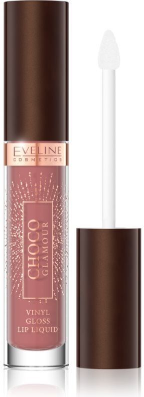 Eveline - Choco Glamour - vloeibare lipgloss van vinyl - veganistische formule met cacao-extract - 1 x 4,5 ml nr. 03 toffe chocolade